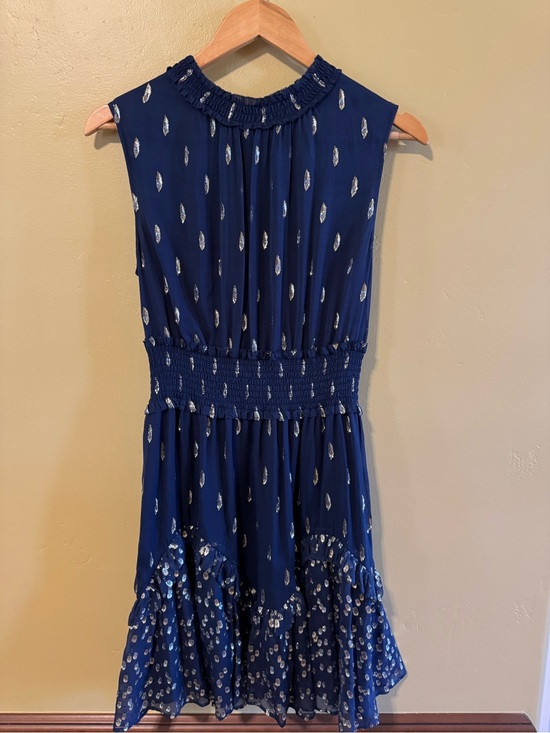 Rebecca Taylor Dresses & Skirts - Rebecca Taylor Navy Blue Dress with Silver Dot Accents